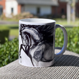 Kubek ceramiczny z końmi | czarne konie