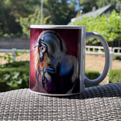 Kubek ceramiczny z końmi | różowy - obrazek 2