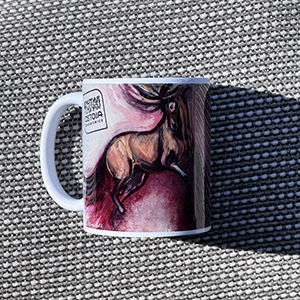 Kubek ceramiczny z końmi | różowy