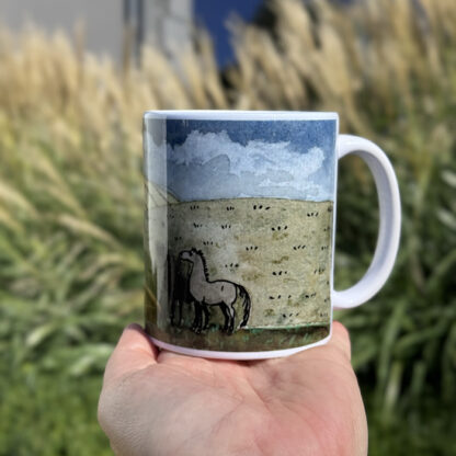 Kubek ceramiczny z końmi na polu - obrazek 3